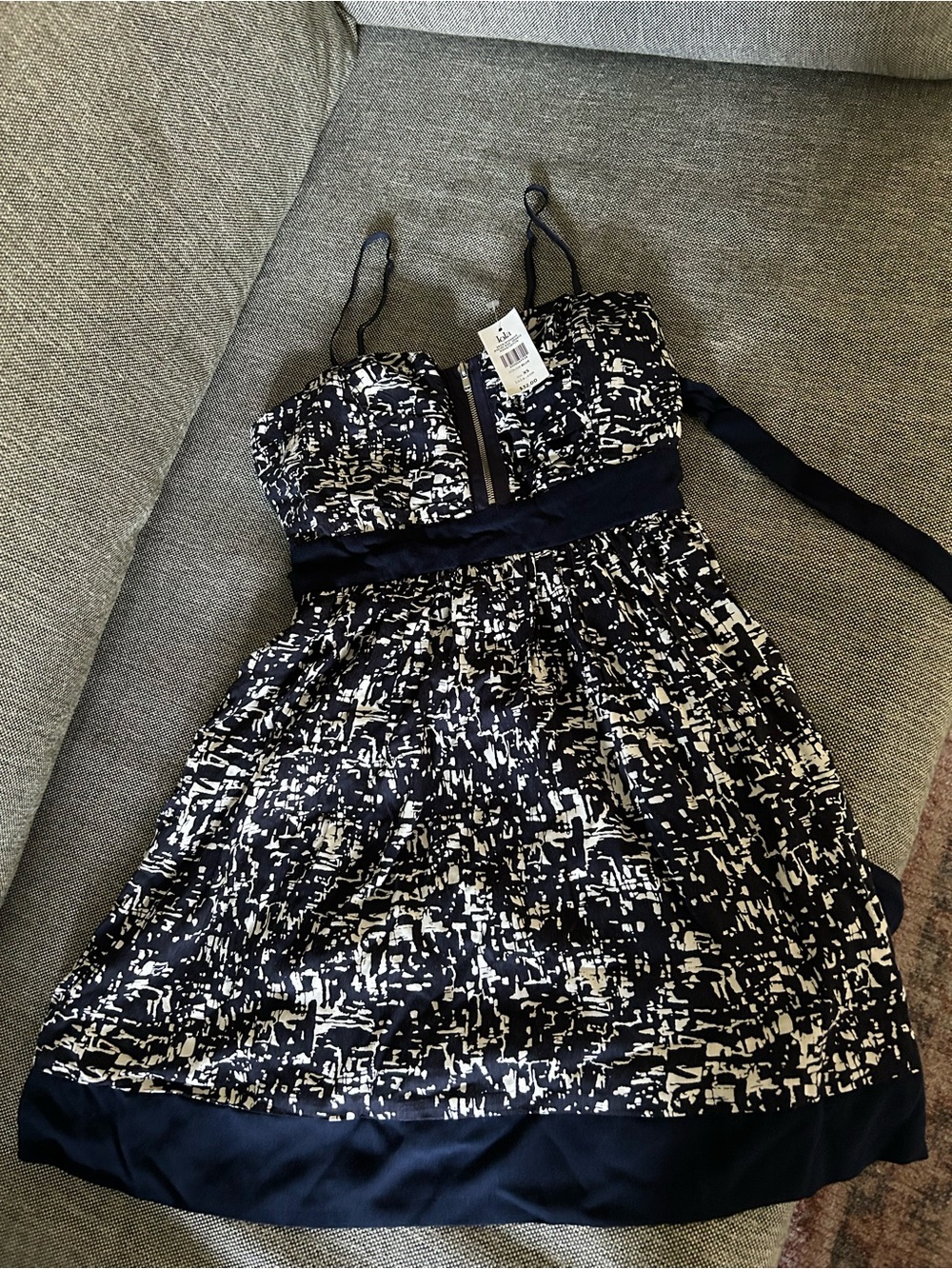 lola Navy and White Floral Print Dress